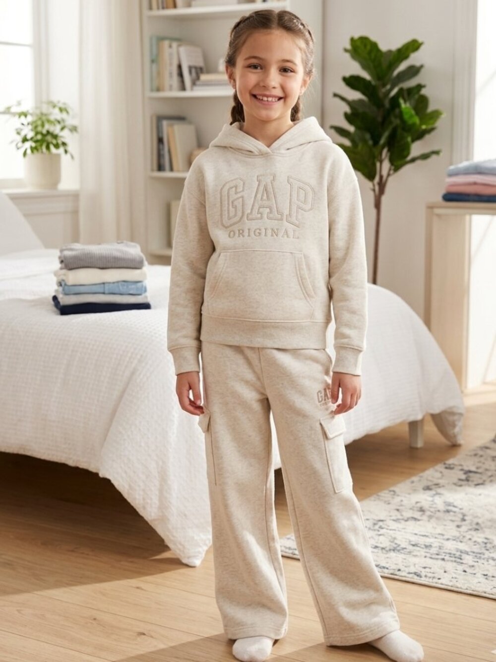 GAP Kids Original Beige Tracksuit Set - Size 8 (Excellent Condition)